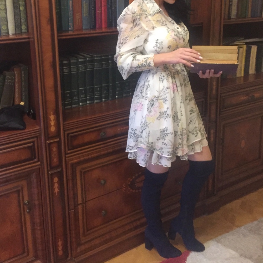 Floral long sleeve boho style dress